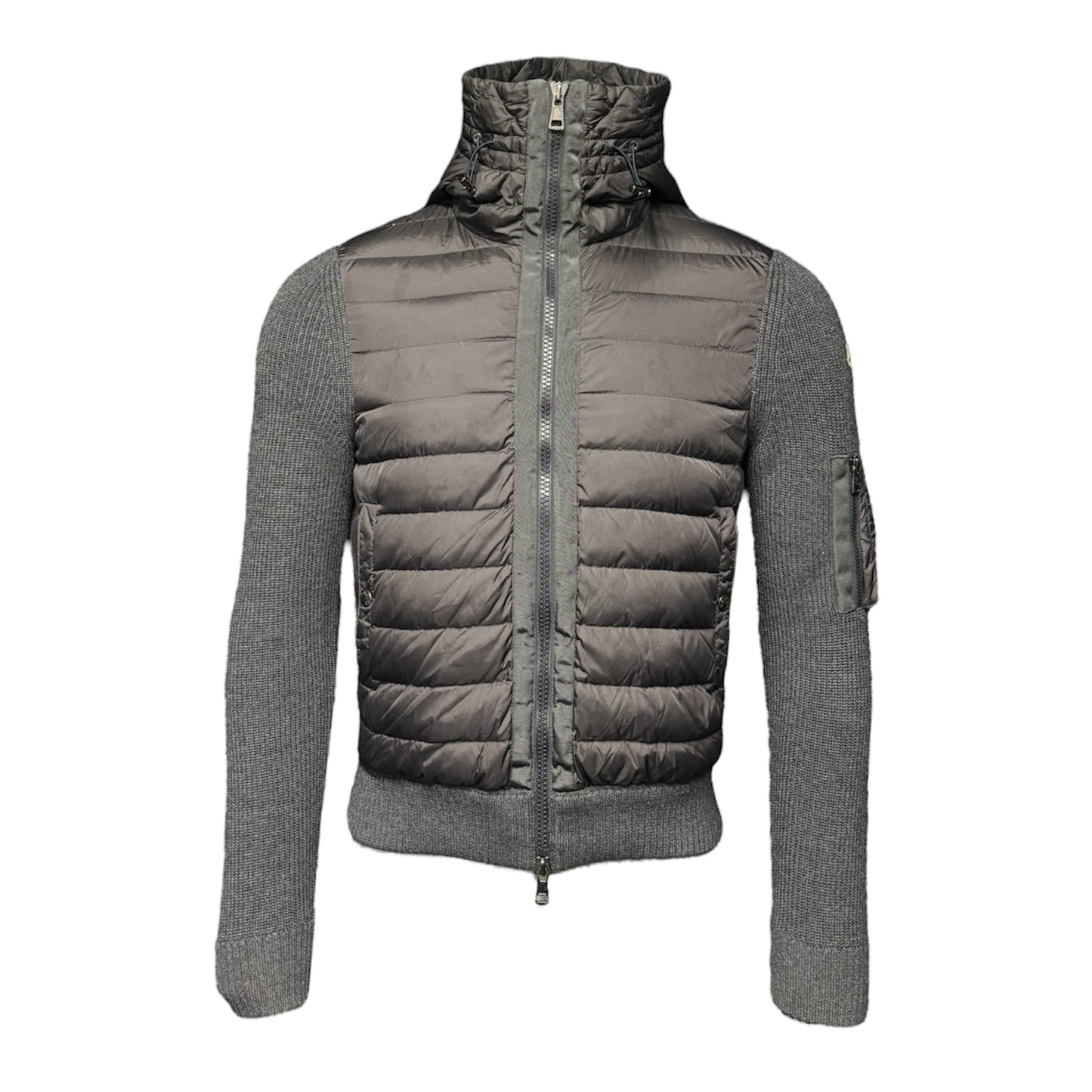 Hooded Down Tricot Cardigan