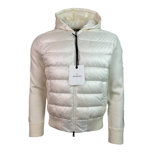 Tricolor Stripe Hooded Tricot Cardigan