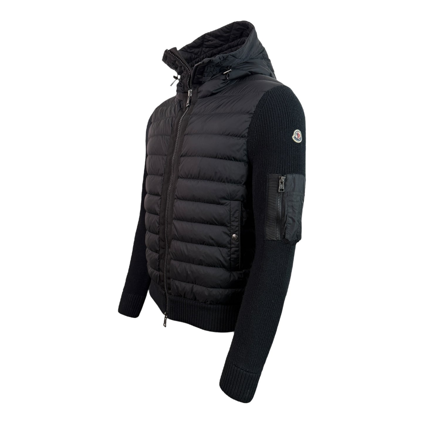 Hooded Down Tricot Cardigan