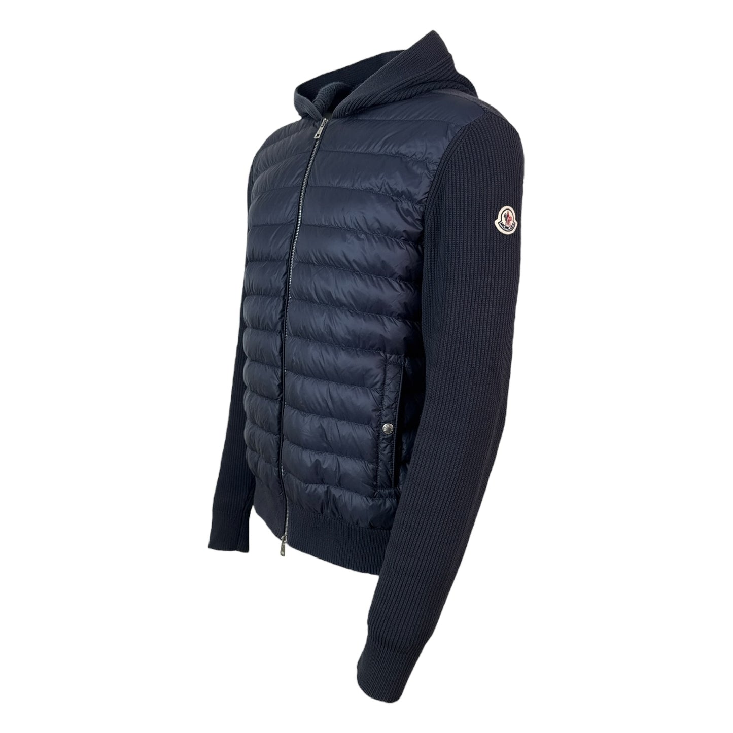 Hooded Down Tricot Cardigan