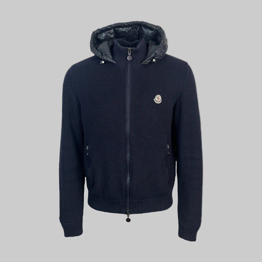 Hooded Down Tricot Cardigan