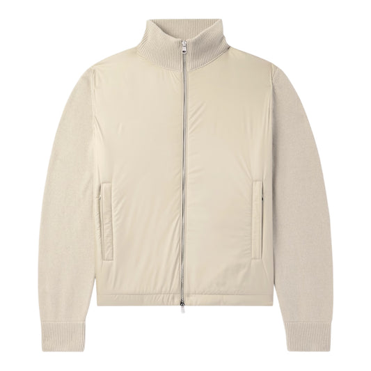 PADDED WOOL & CASHMERE ZIP-UP CARDIGAN
