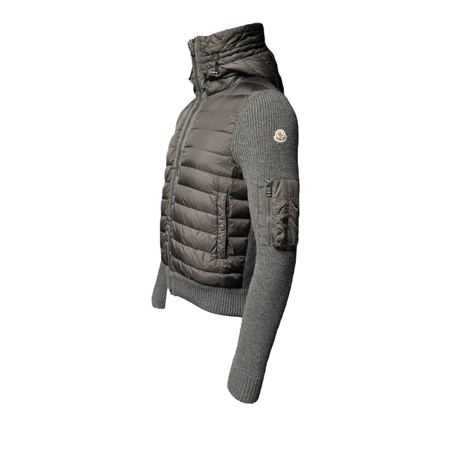 Hooded Down Tricot Cardigan