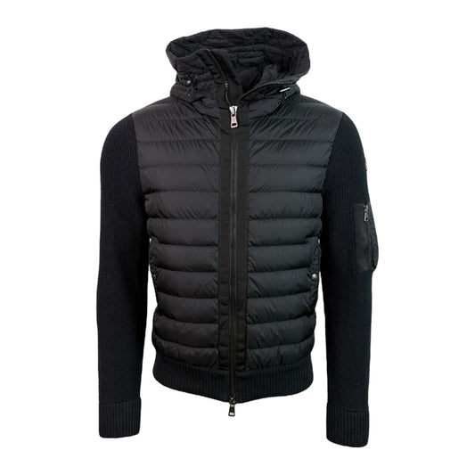 Hooded Down Tricot Cardigan