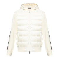 Tricolor Stripe Hooded Tricot Cardigan