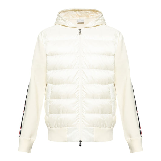 Tricolor Stripe Hooded Tricot Cardigan
