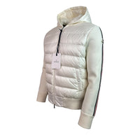 Tricolor Stripe Hooded Tricot Cardigan