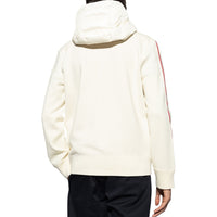Tricolor Stripe Hooded Tricot Cardigan