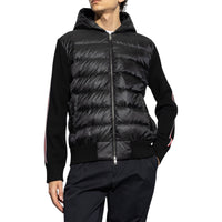 Tricolor Stripe Hooded Tricot Cardigan